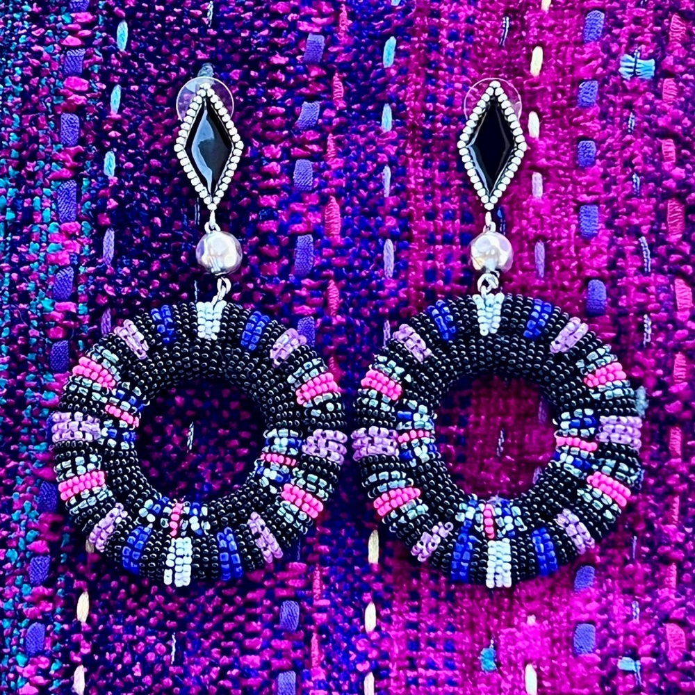 🌺🎉HP🎉🌺 NWT Isabel Marant Beaded Hoop Chandeliers - Picture 3 of 16